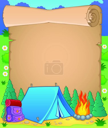 Illustration for Camping theme parchment  vector illustration - Royalty Free Image