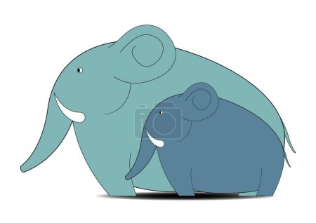 Téléchargez les photos : "Illustration de l'éléphant avec petit éléphant
" - en image libre de droit