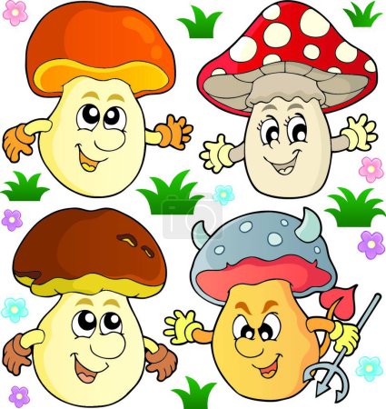 Ilustración de Mushroom tema colección ilustración - Imagen libre de derechos