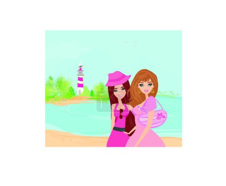 Illustration for Cartoon girls vector illustration - Royalty Free Image