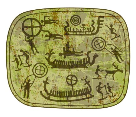 Illustration for Shamanic petroglyph, graphic vector illustration - Royalty Free Image