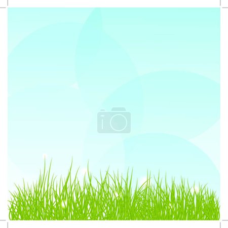 Téléchargez les photos : Fond avec herbe et ciel, illustration vectorielle graphique - en image libre de droit