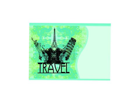 Ilustración de Elemento de diseño de viaje con diferentes monumentos, ilustración vectorial gráfica - Imagen libre de derechos