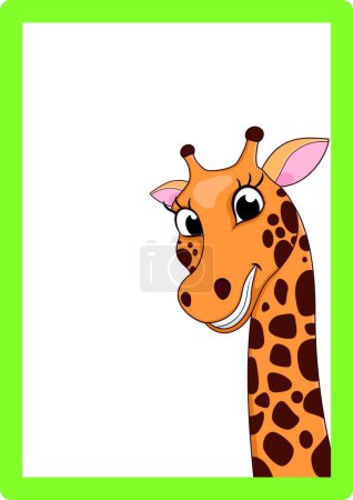 Téléchargez les illustrations : "Girafe mignonne sur cadre "illustration vectorielle colorée - en licence libre de droit