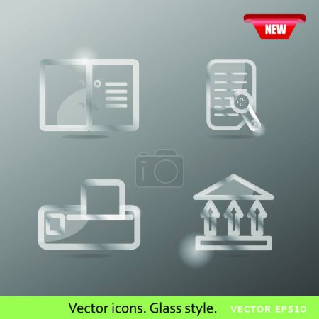 Téléchargez les illustrations : "Icônes en verre vol2 "illustration vectorielle colorée - en licence libre de droit