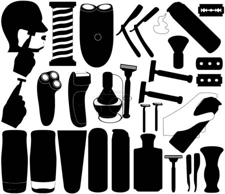 Illustration for "Shaving tools" colorful vector illustration - Royalty Free Image
