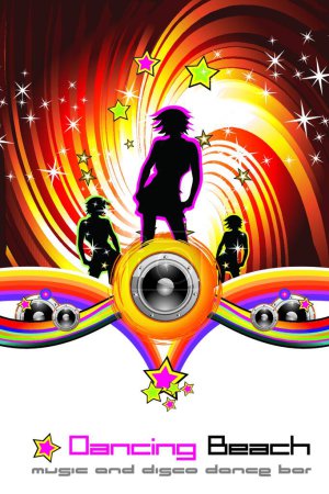 Téléchargez les illustrations : "Dancing Night Background "illustration vectorielle colorée - en licence libre de droit