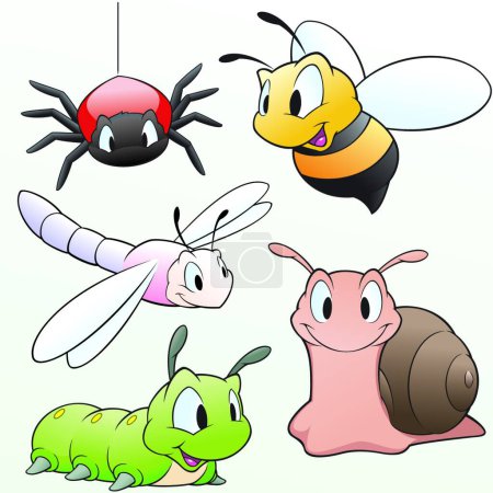 Illustration for "Cartoon Insects" colorful vector illustration - Royalty Free Image