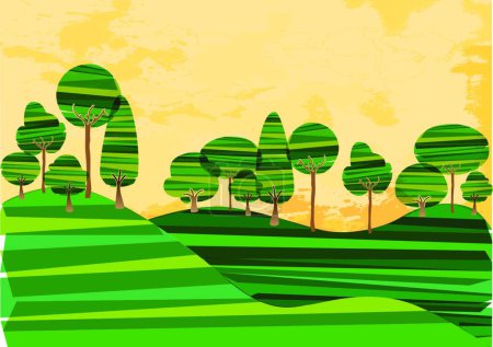 Ilustración de Pradera de árbol de bandas verdes - Imagen libre de derechos