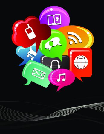Illustration for Social media bubble speech background, vector illustration - Royalty Free Image