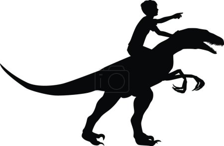 Illustration for Illustration of the Boy riding raptor - Royalty Free Image