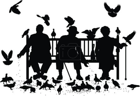 Illustration for Illustration of the Pigeon feeders - Royalty Free Image