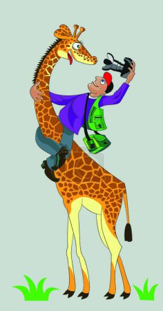 Illustration for Illustration of the Giraffe and photographer - Royalty Free Image
