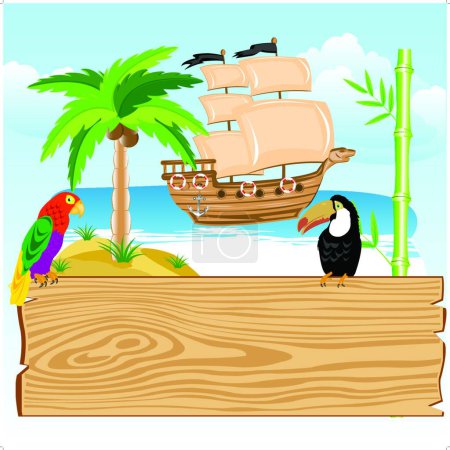 Illustration for Illustration of the Tropical paradise - Royalty Free Image