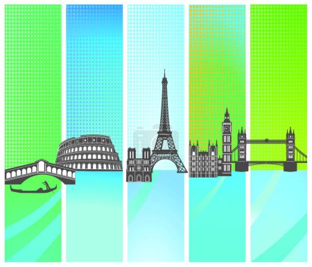 Illustration for Illustration of the Attractions in Europe - Royalty Free Image