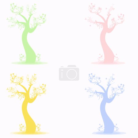 Illustration for Art trees vector set - Royalty Free Image