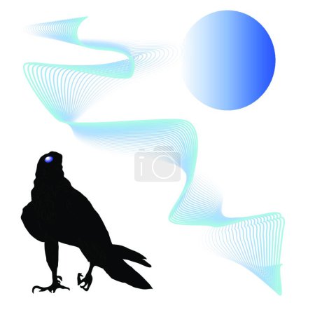 Téléchargez les illustrations : "Black bird predator aggressive hawk" - en licence libre de droit