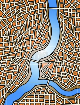 Ilustración de "Río de la ciudad "vector colorido ilustración - Imagen libre de derechos