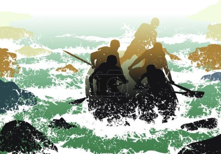 Illustration for Illustration of the Whitewater rafting - Royalty Free Image