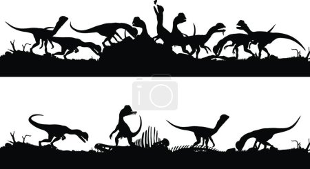 Illustration for Feeding dinsosaurs modern vector illustration - Royalty Free Image
