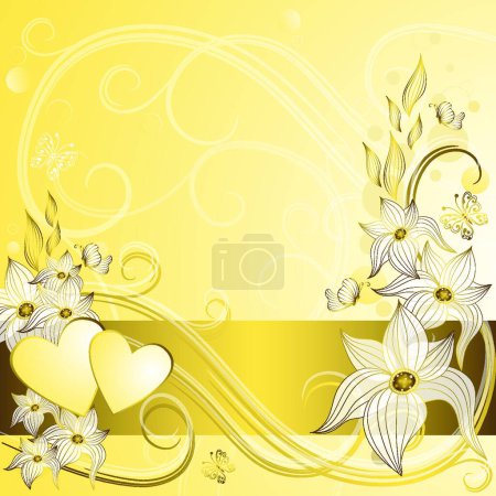 Illustration for Gold valentine frame vector illustration - Royalty Free Image