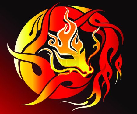 Téléchargez les illustrations : Illustration vectorielle Dragon Fire - en licence libre de droit