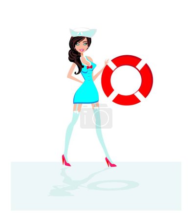 Illustration for "Sailor - pin-up girl " - Royalty Free Image