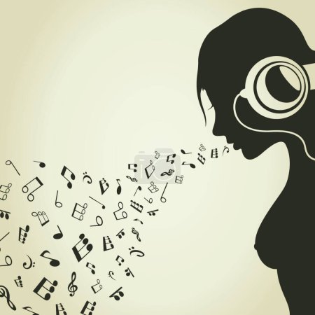 Ilustración de Ilustración vectorial de música y chica - Imagen libre de derechos