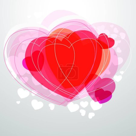 Ilustración de 14 Febrero tarjeta de amor con corazones de San Valentín - Imagen libre de derechos