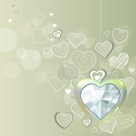 Ilustración de "Corazón de plata de diamante sobre fondo claro
" - Imagen libre de derechos