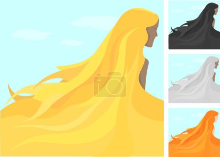 Téléchargez les illustrations : Illustration des longs cheveux d'été - en licence libre de droit