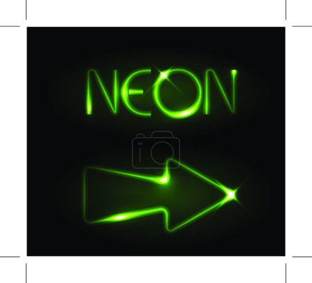 Téléchargez les illustrations : Illustration de la flèche au néon vert - en licence libre de droit