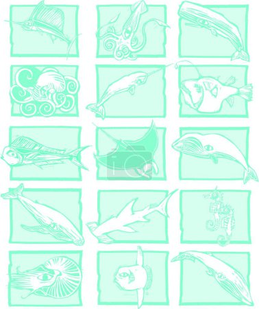 Ilustración de "Tema de peces, ilustración vectorial gráfica - Imagen libre de derechos