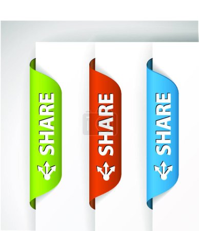 Illustration for Share Labels, Stickers on the edge of the (web) page - Royalty Free Image