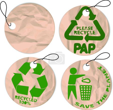 Illustration for Grunge paper tags for recycling - Royalty Free Image