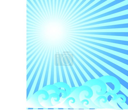 Ilustración de Fondo azul marino con olas - Imagen libre de derechos