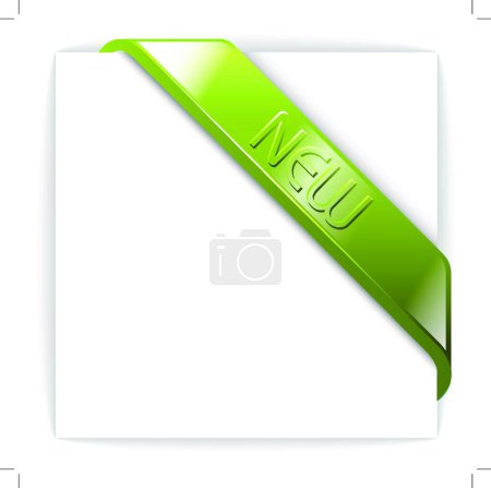 Illustration for New glassy green corner ribbon - Royalty Free Image