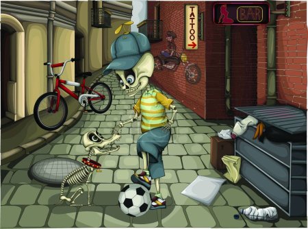 Ilustración de Ilustración de los esqueletos de la calle - Imagen libre de derechos