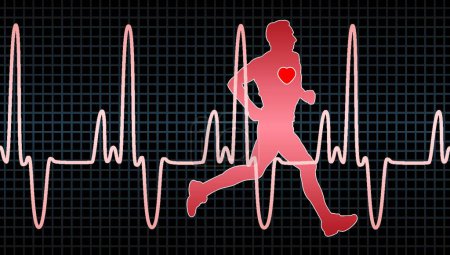 Illustration for Heartbeat electrocardiogram and running man - Royalty Free Image