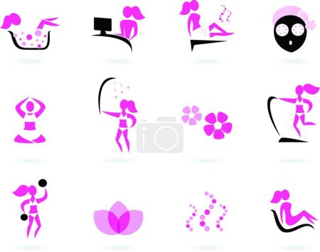 Illustration for Spa, wellness and sport icons isolated on white - Royalty Free Image