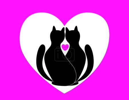 Illustration for Illustration of the in love cats - Royalty Free Image
