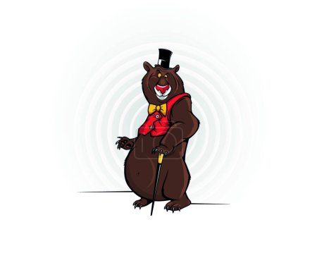 Illustration for Cheerful Cartoon Bear With The Hat - Royalty Free Image