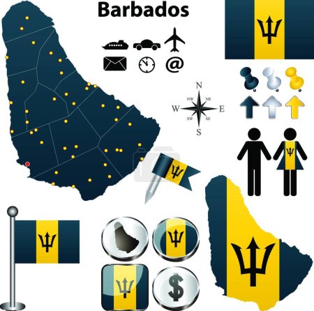 Ilustración de Barbados mapa, web simple ilustración - Imagen libre de derechos