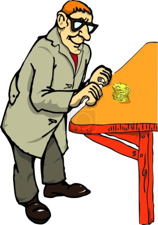 Illustration for Illustration of the Pensioner with coins - Royalty Free Image