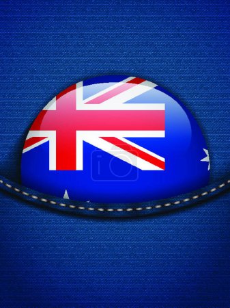 Illustration for Australia Flag Button in Jeans Pocket - Royalty Free Image