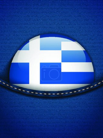 Téléchargez les illustrations : Bouton drapeau Grèce en Jeans Poche - en licence libre de droit