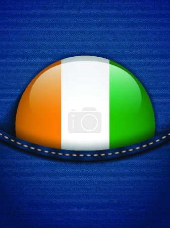 Illustration for Ireland Flag Button in Jeans Pocket - Royalty Free Image