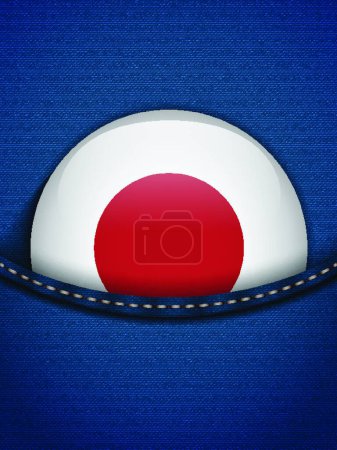 Ilustración de Botón de bandera de Japón en Jeans Pocket - Imagen libre de derechos