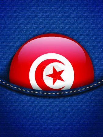 Téléchargez les illustrations : Bouton drapeau Tunisie en Jeans Poche - en licence libre de droit