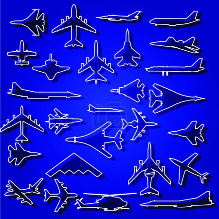 Illustration for Illustration of the Vector airplane stickers - Royalty Free Image